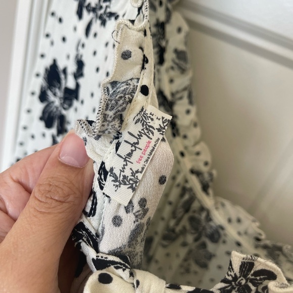 Free People Black & White Floral Boho Bodysuit - Picture 6 of 6